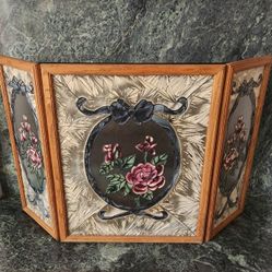 Tiffany Style 3 Panel Stained Glass Decorative Fireplace Screen 48