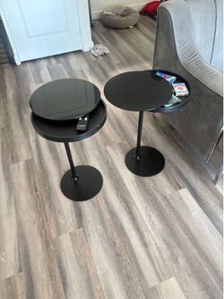 2 Side Tables Glass opening top w/ metal base