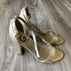 Guess Gold Strap Heels Size 6
