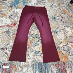 Civil Regime Burgundy Flared Embroidered Sweatpants
