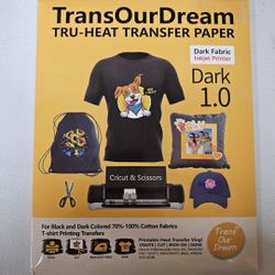 Transourdream Tru-Heat Transfer Paper, a product used for transferring printed designs onto dark-colored fabrics. 