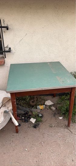 Vintage Wood Table with Teal Top