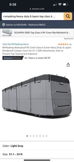 RVMasking Waterproof RV Cover Class A Cover Heavy Duty 6 Layers Windproof Camper Cover for 31.1-34ft Motorhome, Anti-uv Prevent Top Tearing Sun Exposu