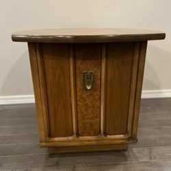 antique MCM end table cabinet