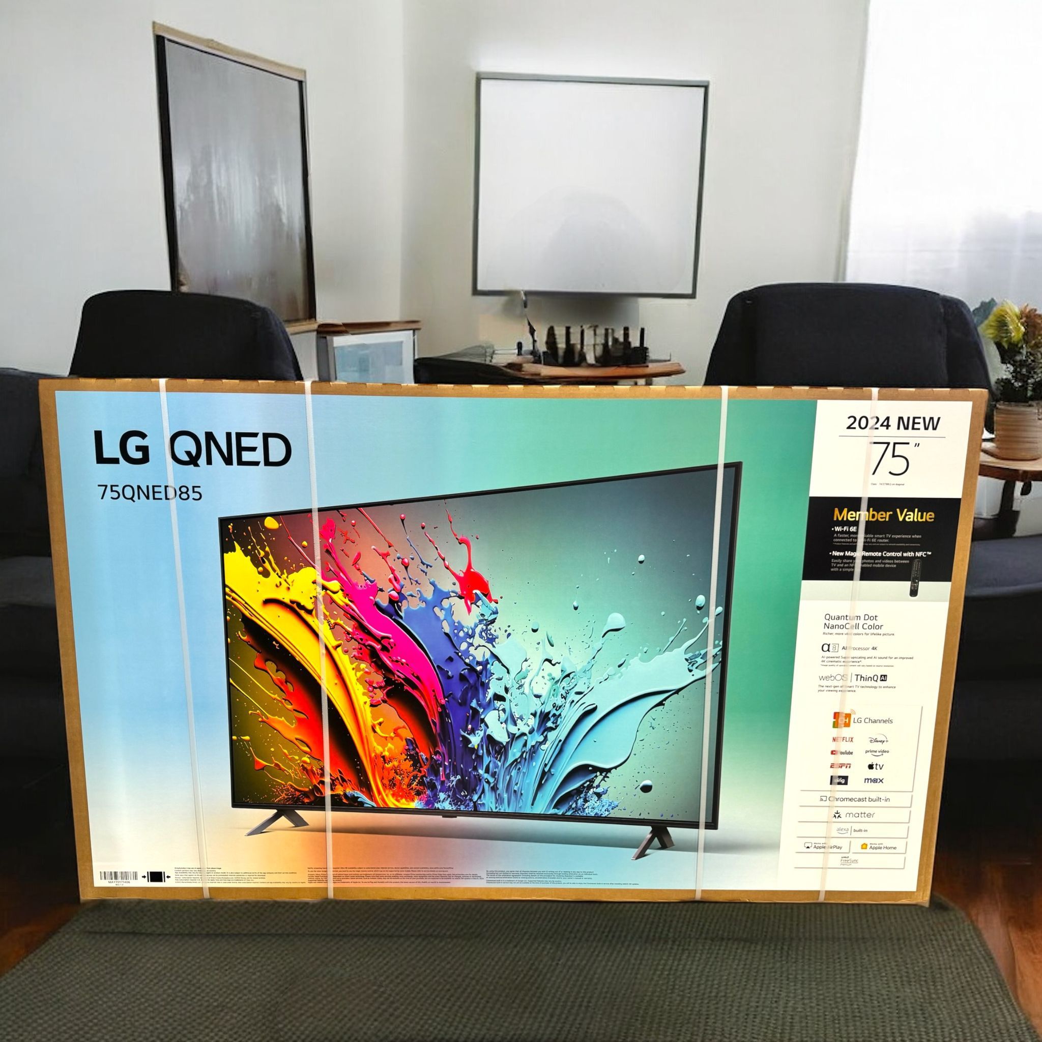 HD334 75Qned85 75” Lg smart 4k Qned TV floor model display 