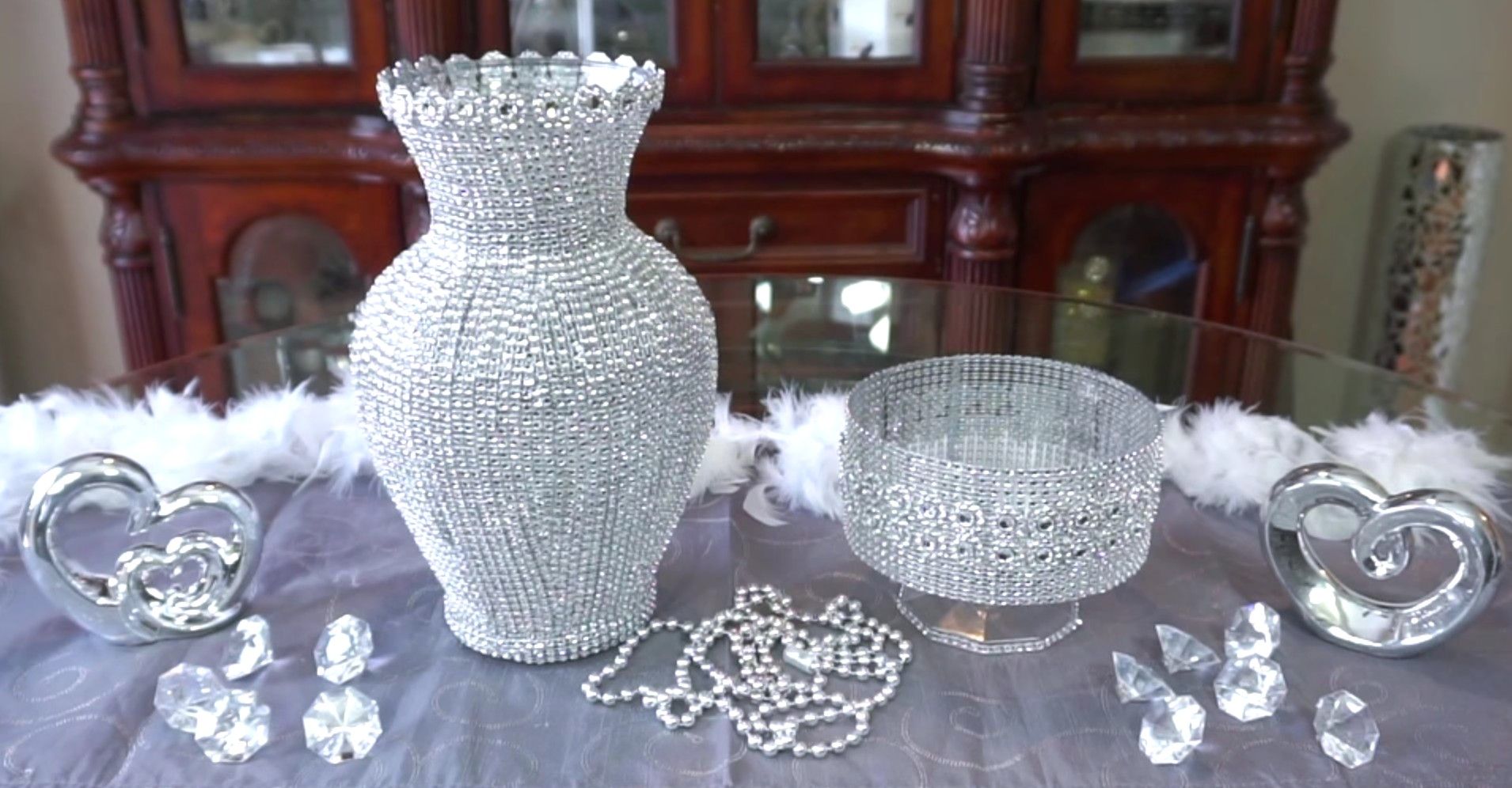 Rhinestone Vase and Candy Bowl
