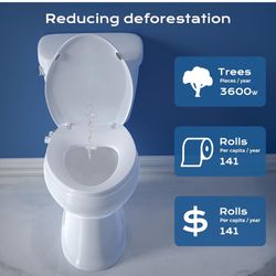 Elongated Bidet Toilet Seat with Quiet-Close, Non-Electric Bidet Mode with Dual Nozzles, Fit Elongated Toilet Seat, Adjustable Water Pressure with Bra