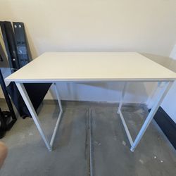 White Desk With Storage Pouch
