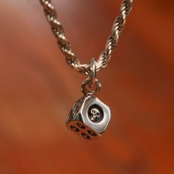 Sterling Silver Skull Dice Charm