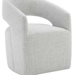 1pc Upholstered Dining Chairs with Casters No Assembly Modern Barrel Armchair with Rollers for Diningroom Bedroom Livingroom Reading Room,Milk