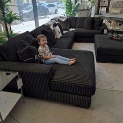 Black, Brown, Gray, Ivory Color Corduroy Sectional Couch Set 🌟 Fast Delivery 👉 PLEASE ASK FOR JON GREEN WHEN YOU ARRIVE!