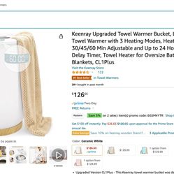 Keenray Upgraded Towel Warmer Bucket, Large Towel Warmer with 3 Heating Modes, Heat Time 30/45/60 Min Adjustable and Up to 24 Hour Delay Timer, Towel 