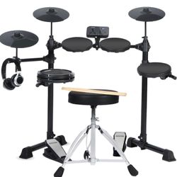 Electronic Drum Set,Electric Drum Set for kids Beginner with 150 Sounds,Drum Set With 4 Quiet Electric Drum Pads,2 Switch Pedal,Drum Throne,Drumsticks