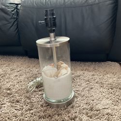 Silver Lamp With Seashells & White Sand 