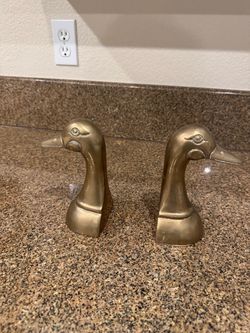 Brass Duck Head Bookends – Pair