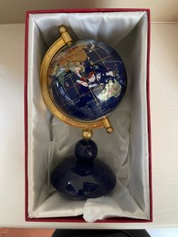 Vintage Lapis Gemstone table top globe NEW IN BOX