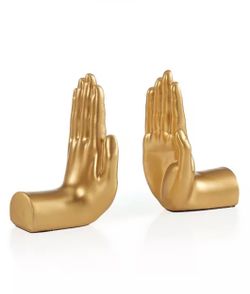 Gold hand bookends