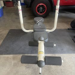 Weight Bench And Free Weights Set. 
