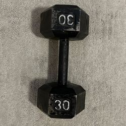 Single 30-pound cast iron hex dumbbell