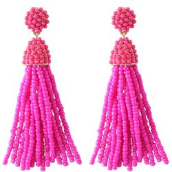 Women's Beaded tassel earrings Long Fringe Drop Earrings