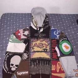 Supreme Number (N)ine Patchwork Zip Up Hooded Sweatshirt Size:Small