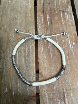 M.Cohen Malli Off White African Trade Bead & 925 Sterling Silver Bracelet