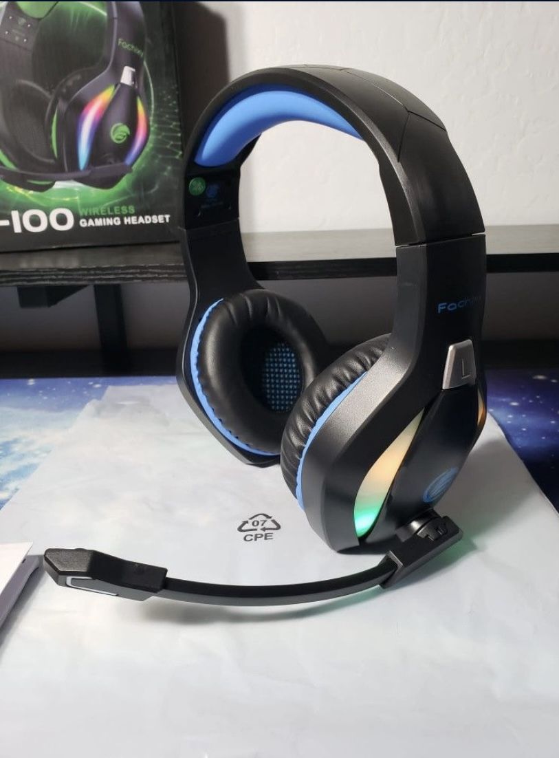 New Fachixy FC100 Wireless Gaming Headset W/ Microphone - PS5 Gamer Headset W/ Mic - Bluetooth Headphones W/ 50Hrs Battery Life - for PS4, PC, Mac.