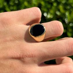 Jewelry 10k solid yellow gold onyx 6 CT ring size 9