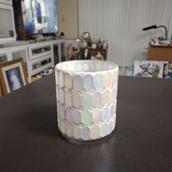 Gorgeous Lavender Pearl Pastel Mosaic Glass Bouquet Or Candle Holder By Teleflora Gift 5"H X 4.25"W