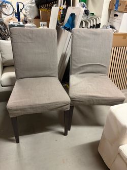 Set of 2 Gray Upholstered Dining Chairs