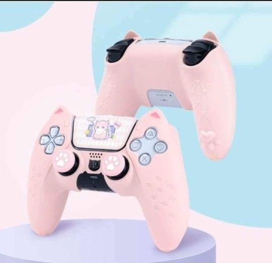 NEW! GeekShare Pink Cat Paw PS5 Controller Skin Anti-Slip Silicone Protective Cover Case, *SKIN ONLY*