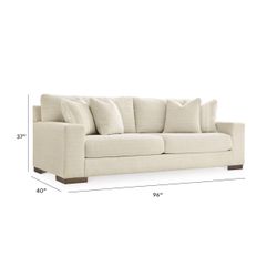 Cream Upholstered 3-Seat Sofa 96"