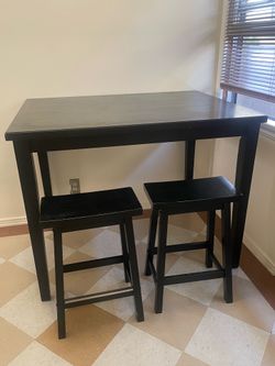 Tall Wood Dining Table + 2 Seats