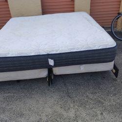 Full Size Mattress Two Box Springs In The Frame Wooden