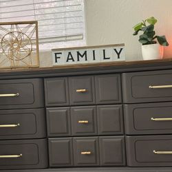 Large 9 Drawer Wood Dresser 