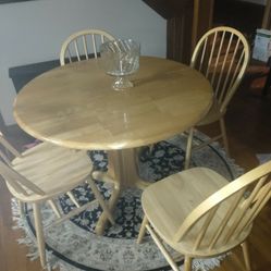Solid Wood Table With Four Chairs