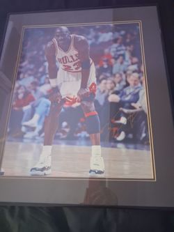 Autographed poster of 90s Michael Jordan