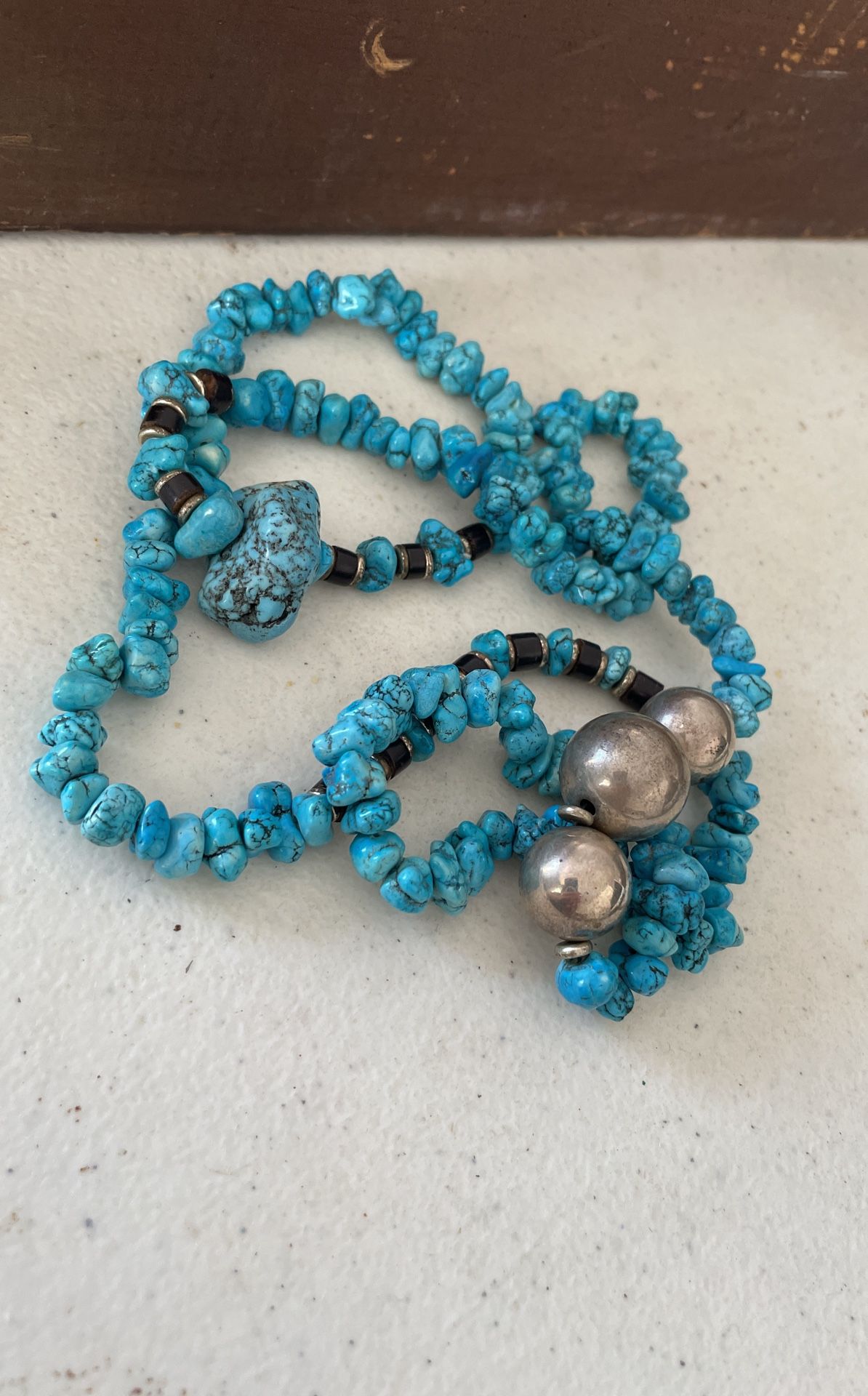 16 Inch Turquoise Nugget Vintage Necklace 