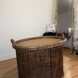 Vintage Palacek Rattan Storage Table