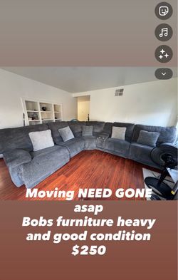 Bob's Furniture Grayish Blue  Sectional Sofa