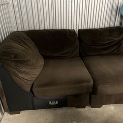 Chocolate Brown Fabric Sectional Sofa Set 