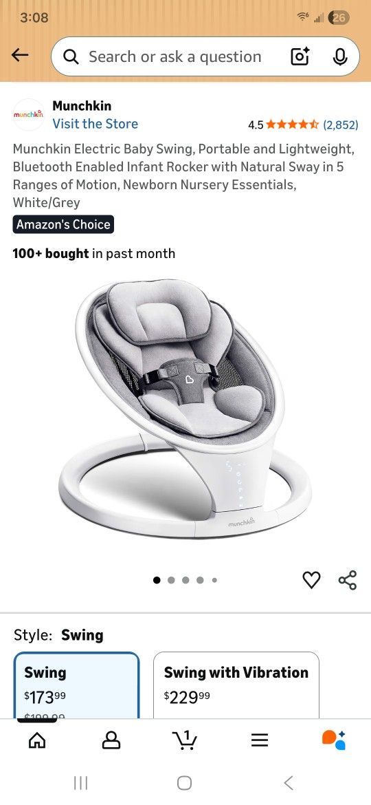 Munchkin Bluetooth Baby Swing/Bouncer