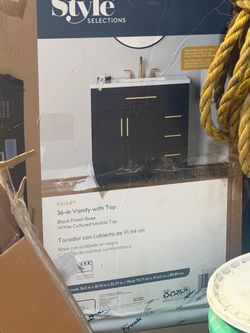 36” Style Selections Cauley Bathroom Vanity with Cultured Marble Top – Black (New in Box)