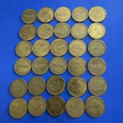 30- Of The 2000 PAC-MAN NAMCO Automatic Brass Arcade Tokens 