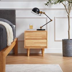 25Home: Gullichsen 2-Drawer Ash Wood Nightstand, ***Free Delivery 🚚