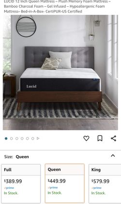 Lucid Queen 12” Memory Foam Mattress 