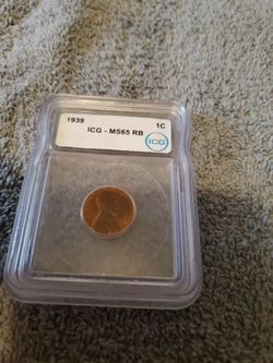 1939 Lincoln Wheat Penny ICG MS65 RB