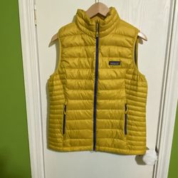 Patagonia Down Sweater Puffy Vest yellow/blue Size M