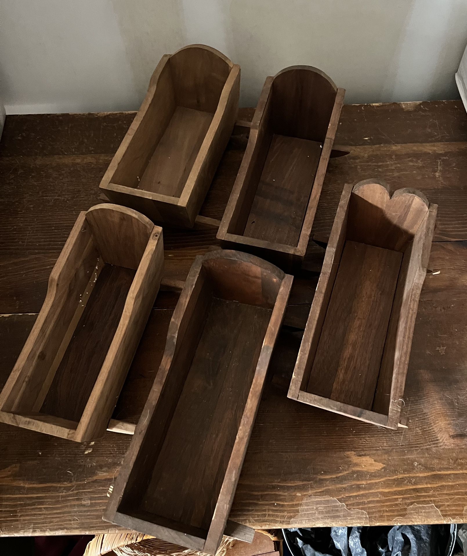 5 Walnut miniature doll cradles
