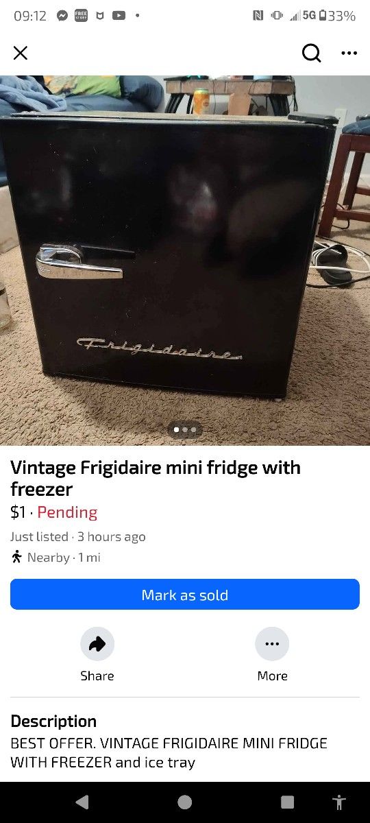 Vintage Frigidaire Mini Fridge With Freezer